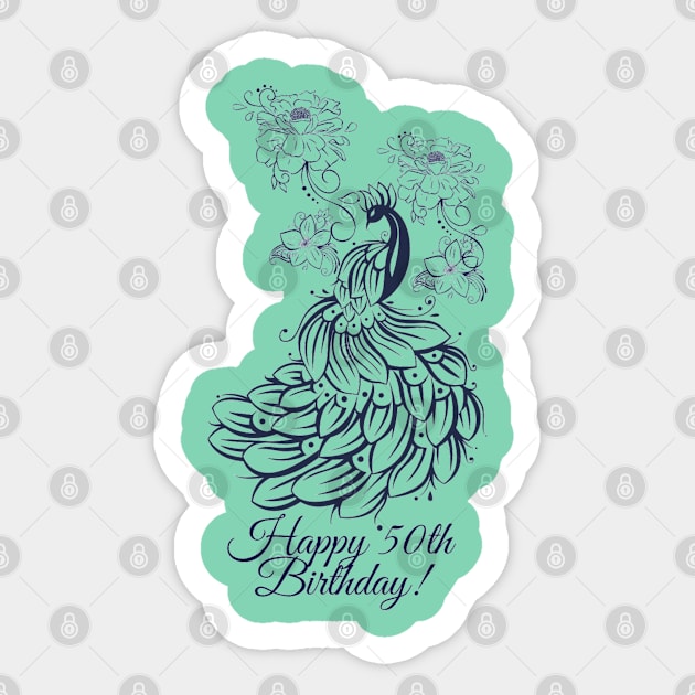 50 th birthday gift ideas for peacock lover Sticker by  Suchalee